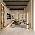 Modern Living Room Interior Design With TV Bookshelf Sofa Ambient Lighting And Coffee Table