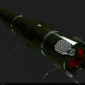 Military Weapon Green Artillery Shell With Red Conical Tip And Smooth Cylindrical Surface 3d model