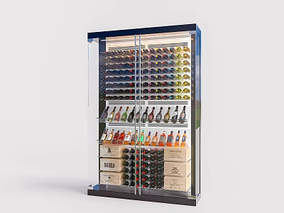 Wine Cooler With Glass Door Display And Layered Multiple Bottles Storage 3d model