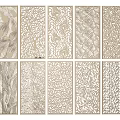 Beige Decorative Screens With Diverse Carved Patterns Arranged In Two Rows Five Columns 3d model