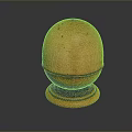 Orange Spherical Decorative Living Item With Textured Surface And Brown Base
