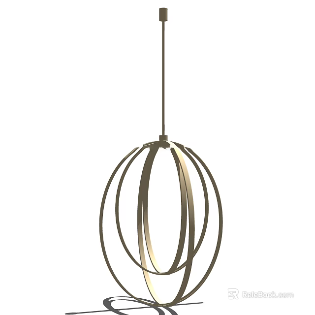 Modern Circular Metal Ring Pendant Light With Warm Glow And Sleek Design 3d model 