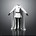 White Robe Costume with Black Gloves Boots Belt and Chest Badge Design
