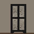 Stylish Entryway Cabinet Sideboard With Glass Doors Black White Pattern And Golden Handles
