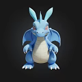 Cute Blue Dragon 3D Model Figure With White Belly And Wings On Black Background