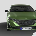 Green Modern Hatchback Car With Sleek Body And Black Wheels Design