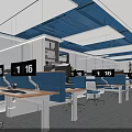 Modern Public Office Area With Spacious Workstations Computer Monitors Ergonomic Chairs And Large Windows 3d model