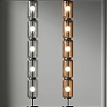 Modern Metallic Floor Lamp With Column Design And Multiple Light Sources 3d model