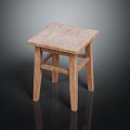 Simple Natural Wood Stool With Square Seat And Sturdy Four Legs Design