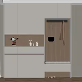Modern Entryway With White Cabinetry Built In Lighting Bench Slippers And Decorative Items