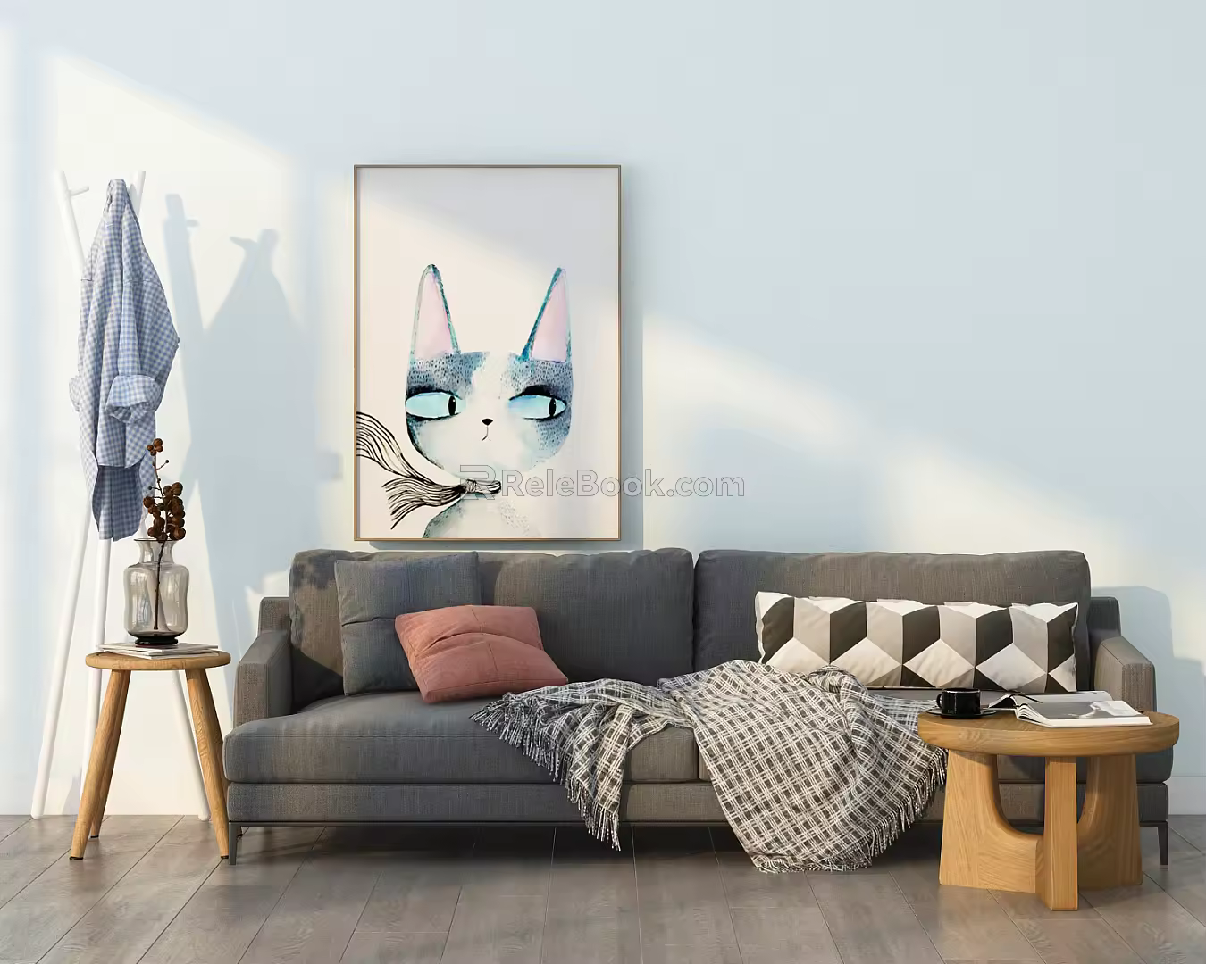 Nordic Double Sofa Multiplayer Sofa Combination 3d model