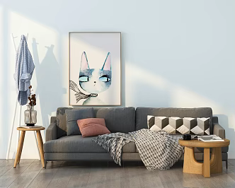Nordic Double Sofa Multiplayer Sofa Combination 3d model