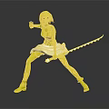 Female Character In White Dress With Serrated Sword And Tattoo In Dynamic Pose