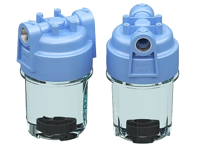 Blue Industrial Water Filter Equipment with Transparent Casing and Top Cover 3d model