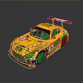 Yellow Racing Car With Green Graphics Rear Wing And Number 63
