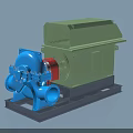 Industrial Equipment With Blue Pump Green Motor And Heavy Duty Base