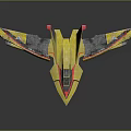 Futuristic Cosmic Spaceship Featuring Yellow Aerodynamic Design And Detailed Wing Structure For Space Exploration