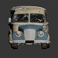 Vintage Cream And Blue Toy Bus With Rounded Body Multiple Windows And White Wheels