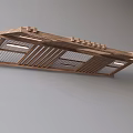 Elegant Wooden Slatted Ceiling Design With Integrated Lighting And Modern Structure 3d model