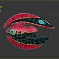 Colorful Fish Character Sculpture With Vibrant Pink Green Blue Wings