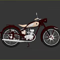 Vintage Red Motorcycle With Beige Seat Classic Design And Reflective Surface