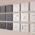 Modern Switch Panels in White and Gray with Various Designs and USB Ports