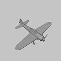Vintage Fighter Aircraft with Red Roundels on Wings and White Weathered Body and Propeller Design