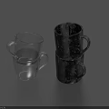 Transparent Glass Stacked Cups With Black Textured Mugs For Home Use