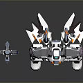 Game and Movie Mecha Robot Character With Silver Sword And Mechanical Armor Design