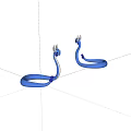 Blue Serpentine Decorative Figurines With Horns And Purple Accents On White Background