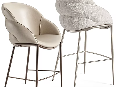 Elegant Modern Single Chair With Light Leather Upholstery And Metal Legs Design 3d model