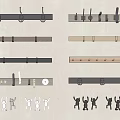 Various Wall Mounted Hooks With Wooden Metal Strips And Multi Hook Styles