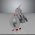 Gray Industrial Mechanical Equipment With Red Accents Top Handle Side Holes And Support Feet