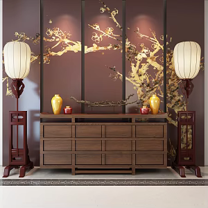 Chinese-style Entrance Cabinet 3d model