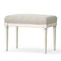 Simple Light Gray Cushioned Ottoman Bench With White Wooden Frame Legs 3d model