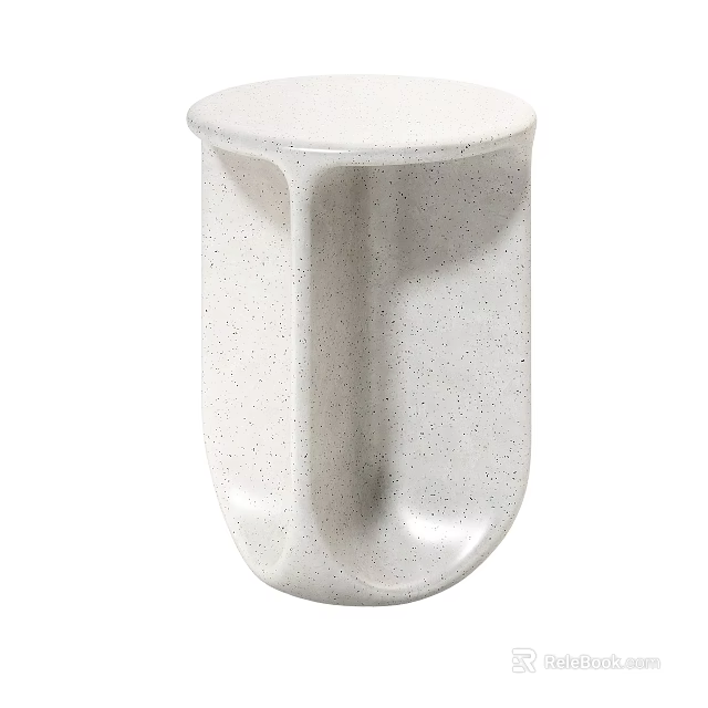 Modern White Speckled Coffee Table With Unique Curved Design And Smooth Surface 3d model 