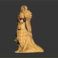 Golden Armor Character 3D Render With Shiny Gold Details And Black Accents