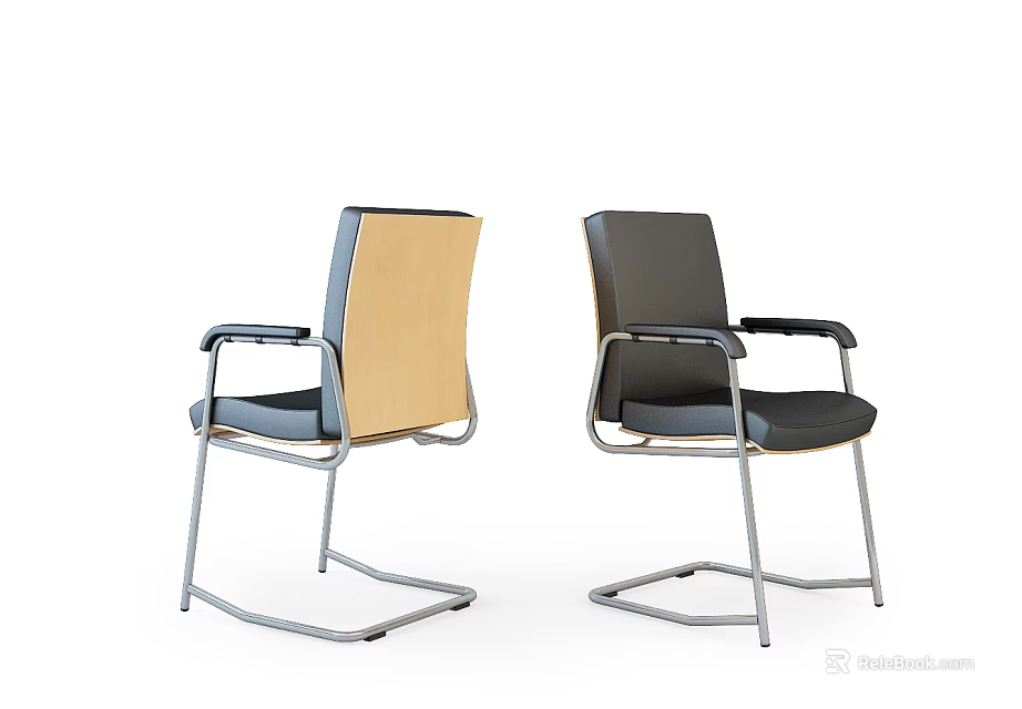 Modern Office Chairs With Metal Frame Sleek Design And Contrasting Backrest Colors 3d model 