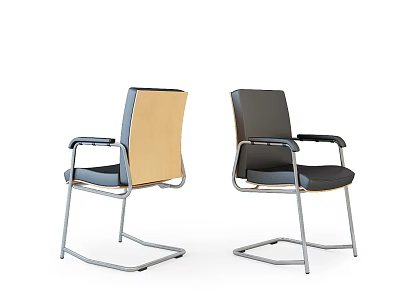 Modern Office Chairs With Metal Frame Sleek Design And Contrasting Backrest Colors 3d model