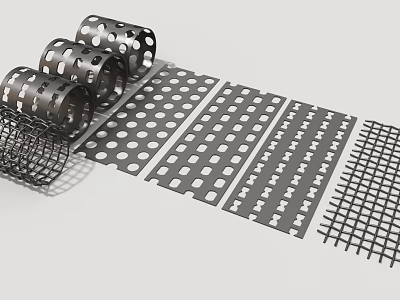 Industrial Equipment Metal Mesh And Perforated Plates Featuring Circular Square Slotted Holes For Filtering Protection 3d model