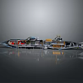 Modern Yacht Water Vehicle Featuring Multi Deck Structure And Detailed Hull Design
