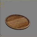 Natural Wooden Round Tray With Smooth Surface And Visible Grain Pattern 3d model