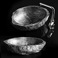 Natural Edge Stone Washbasin Design With Modern Chrome Faucet For Bathroom Decor
