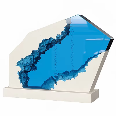 Elegant Blue And White Decorative Ornament Set With Modern Sculptural Design And Crystal Like Details 3d model