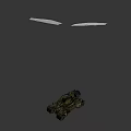Military Green Science Fiction Tank With Top Turret Multiple Wheels Tracks And Yellow Lights