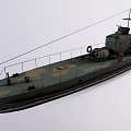 Detailed Warship Model With Camouflage Paint Deck Railing And Hull Weapons
