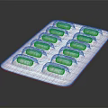 Medical Device Blister Pack With Red And White Capsules In Blue Packaging Arranged Neatly