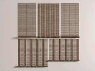 Brown Venetian Blinds with Different Textures Multiple Panels on Light Background 3d model