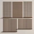 Brown Venetian Blinds with Different Textures Multiple Panels on Light Background