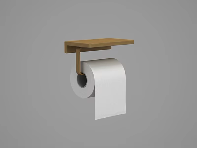Functional Bathroom Accessories Wall Mounted Toilet Paper Holder With Wooden Shelf 3d model